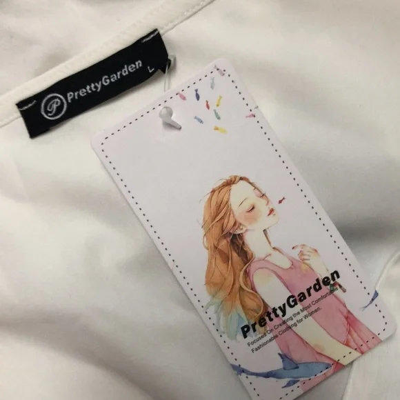 NEW Pretty Garden Medium large Dress White Cut Out Layered Chiffon Empire Waist - Picture 10 of 14